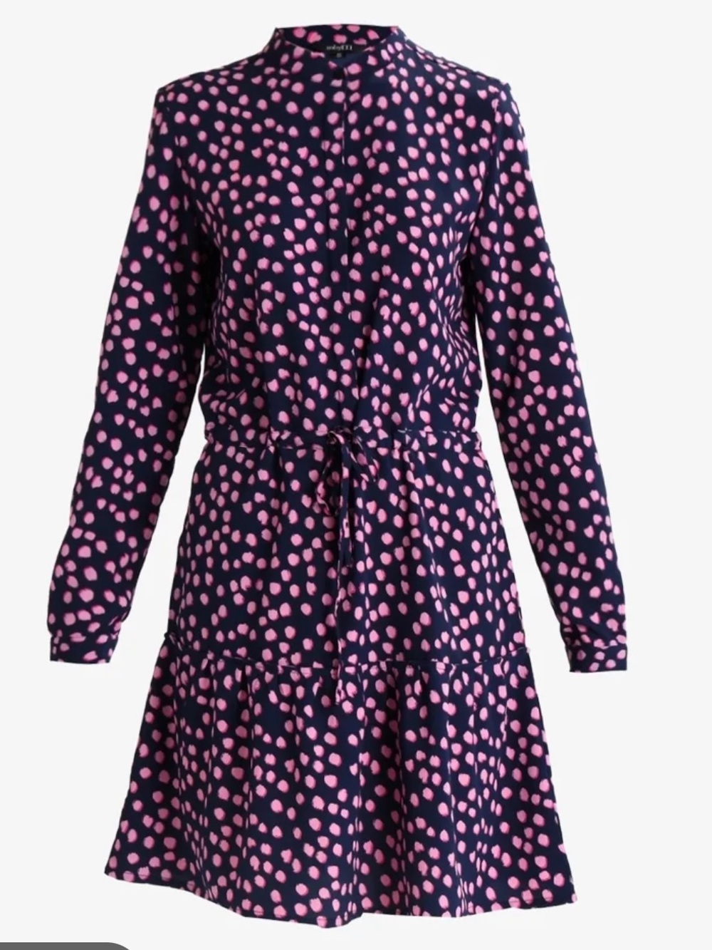 mbyM Navy & Pink Polka Dot Tie-Waist Dress | Size M | Very Good Condition